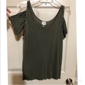Army Green Cold Shoulder Top